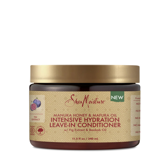 SHEA MOISTURE Manuka Honey and Mafura Oil jar with gold lid intensive hydration leave-in conditioner for dry hair