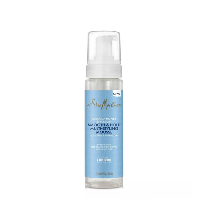 Shea Moisture Manuka Honey mousse smoothing and hold multi styling foam in pump bottle for curly hair