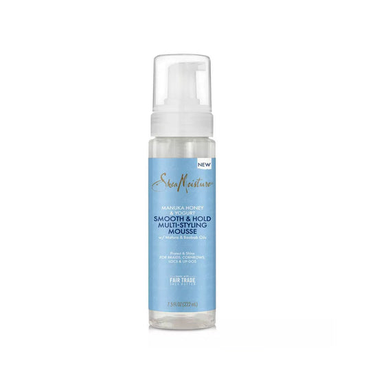 Shea Moisture Manuka Honey mousse smoothing and hold multi styling foam in pump bottle for curly hair