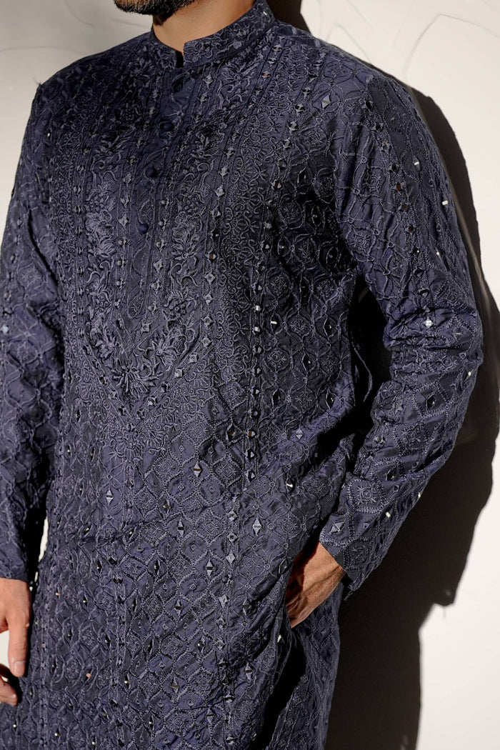 SHEESH – POSH NAVY BLUE KURTA PAJAMA