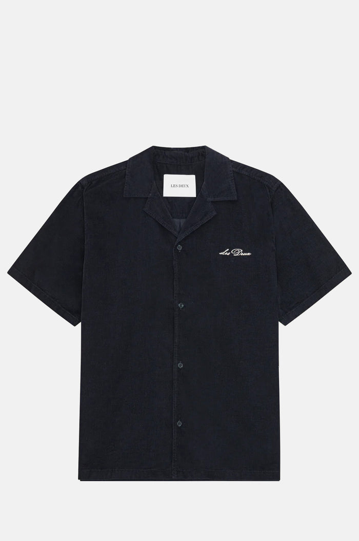 Les Deux Signature Mini Cord SS Shirt Dark Blue Night.