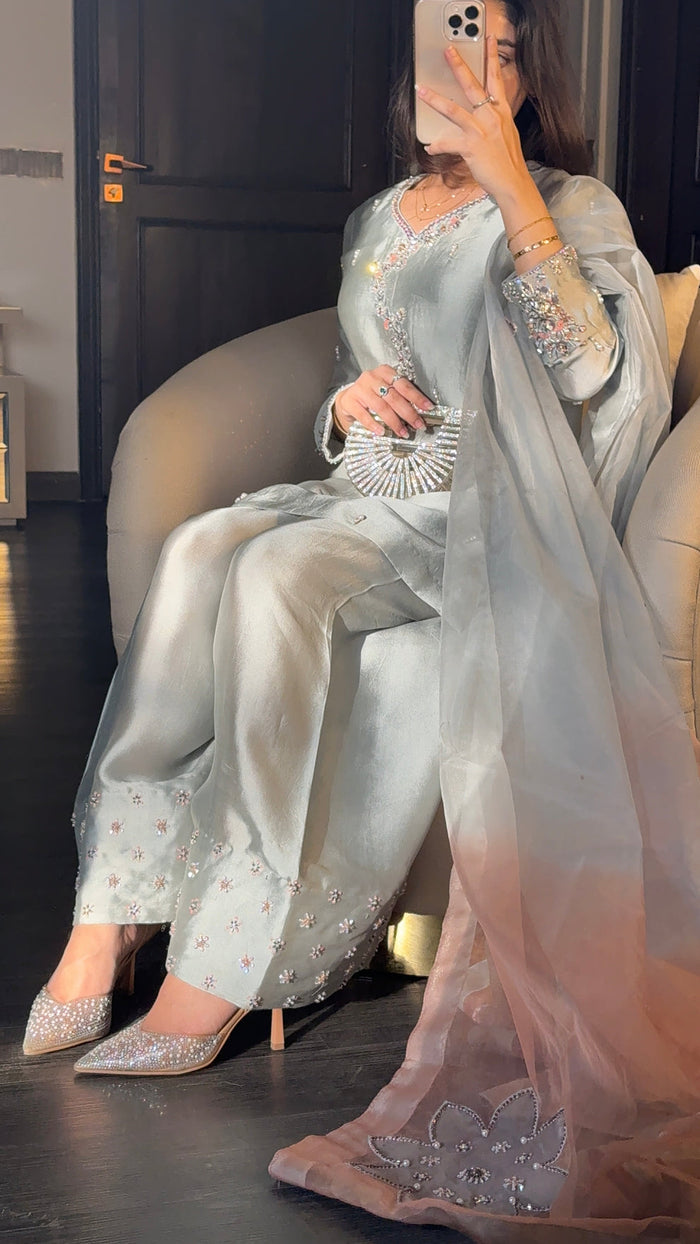 Silk Hand Work Farshi Shalwar