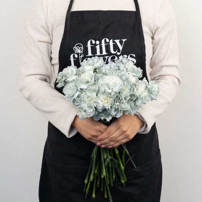 Jade Tinted Carnation Flowers Apron - Image