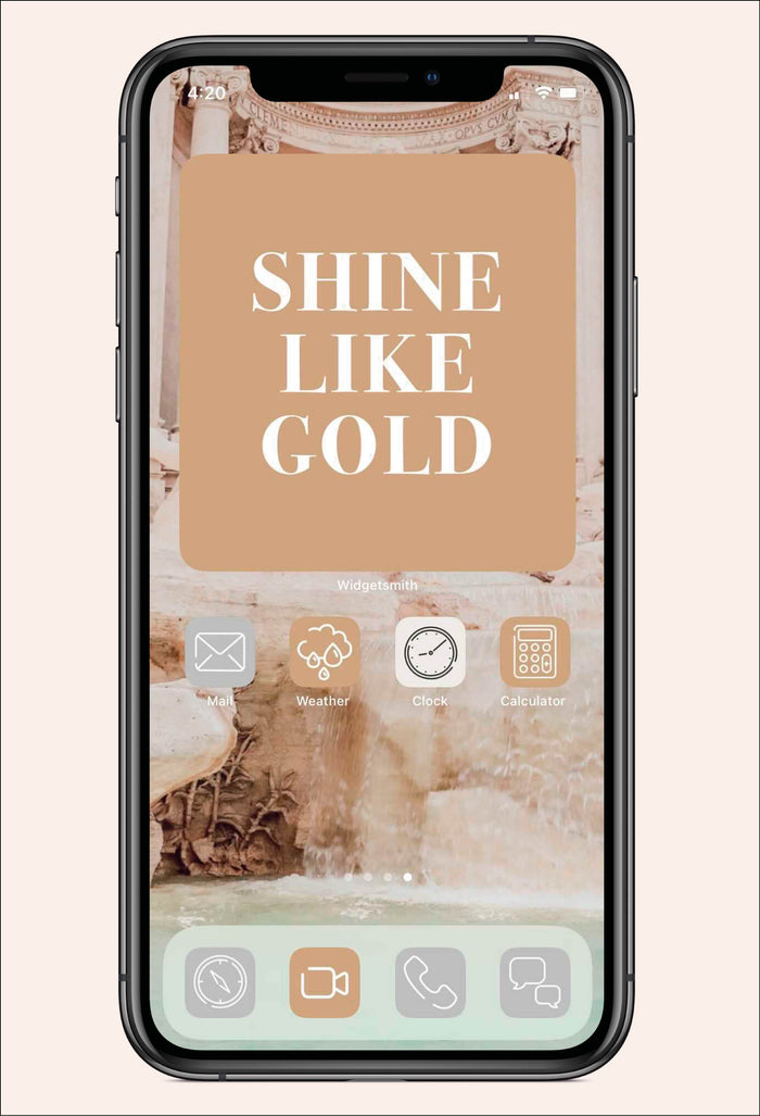 beige and neutral them ios pack with minimalistic designs on apps and widgets