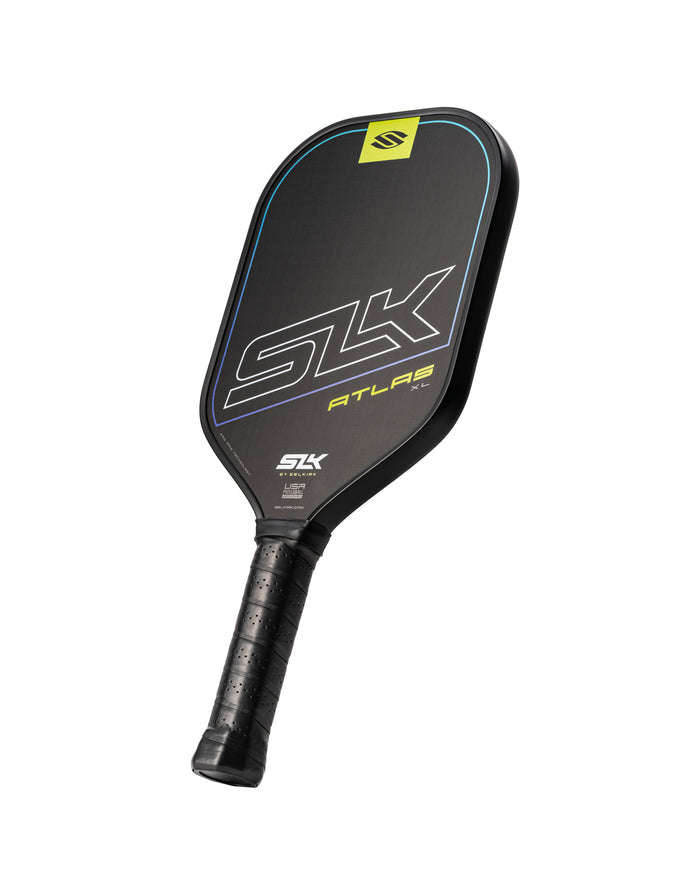 SLK Atlas pickleball paddle featuring a premium carbon fiber face