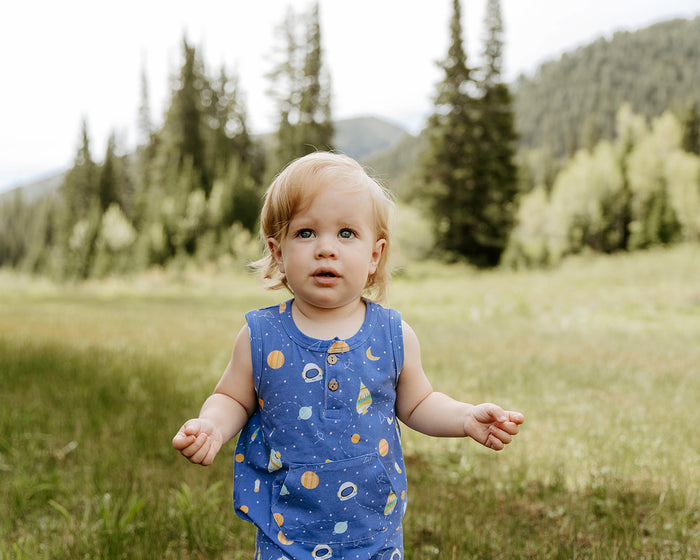 Space Dream Sleeveless Kangaroo Pocket Jumpsuit Romper