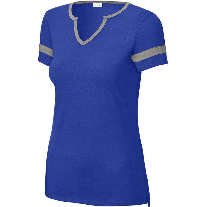 no-logo Sport-Tek Ladies Halftime Notch Neck Tee-Sport-Tek-True Royal/Vintage Heather-XS-Thread Logic