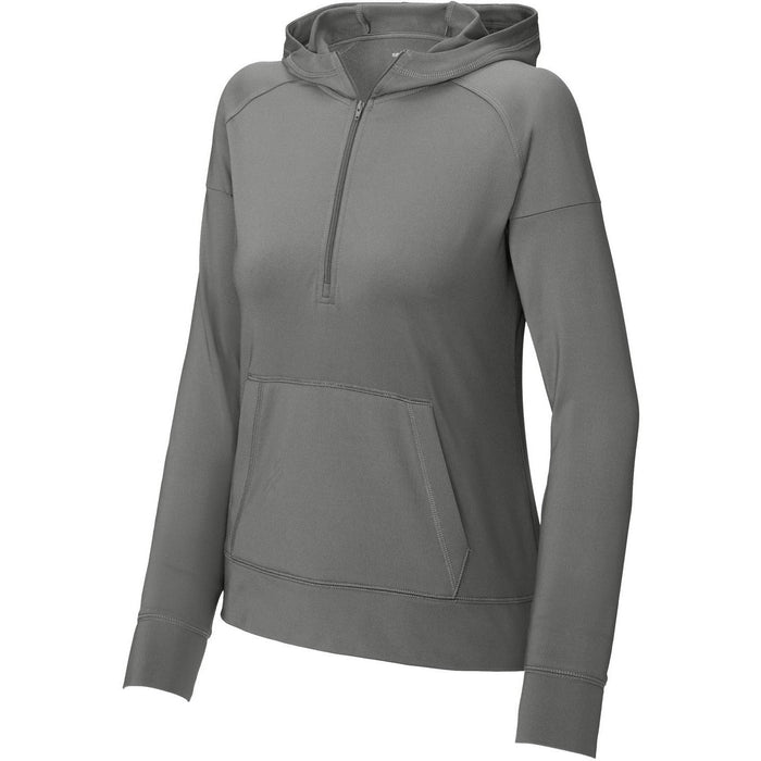 Sport-Tek Ladies Sport-Wick Stretch 1/2-Zip Hoodie-Sport-Tek-Charcoal Grey-XS-Thread Logic