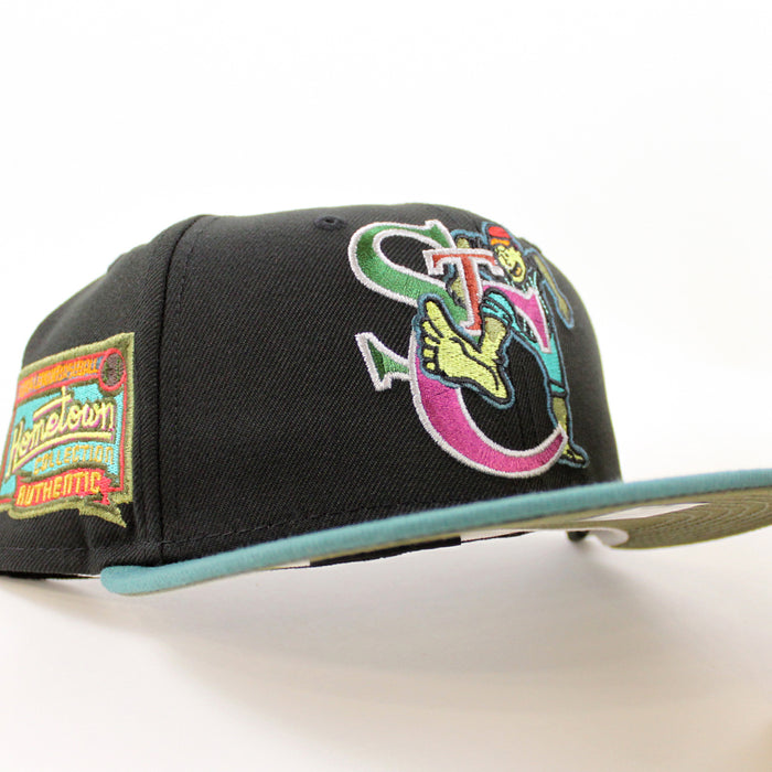 St. Catharines Stompers HOMETOWN COLLECTION New Era 59Fifty Fitted Hat (Zombie Pack Pack BLACK PINE NEEDLE GREEN NEW OLIVE Under Brim)