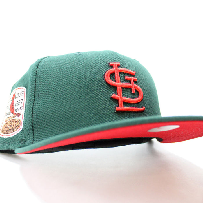 St Louis Cardinals 1967 World Series New Era 59Fifty Fitted Hat (Dark Green Red Under Brim)
