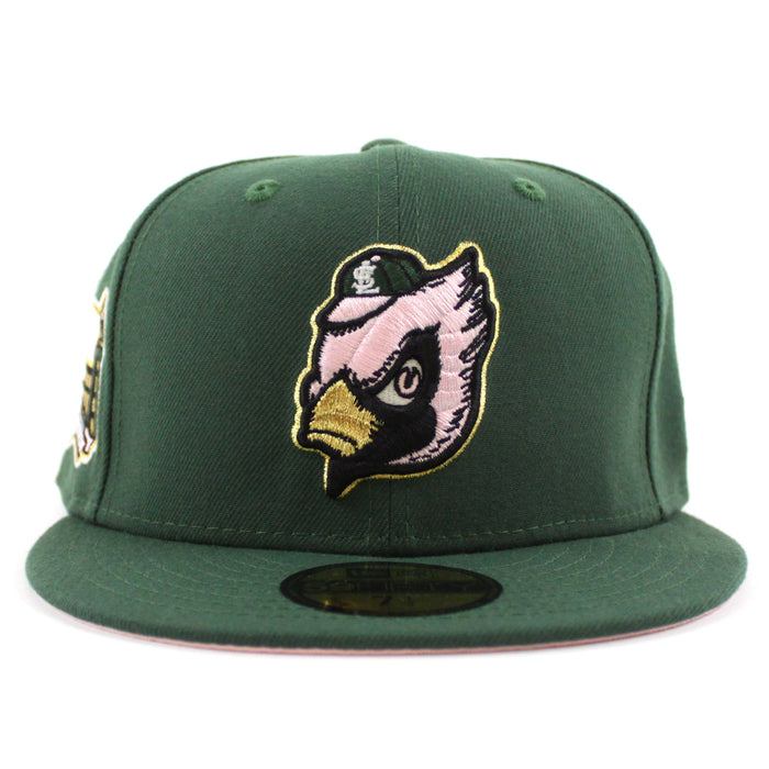 St. Louis Cardinals Busch Stadium Patch New Era 59Fifty Fitted Hat (GITD Mountain Green Pink Under Brim)