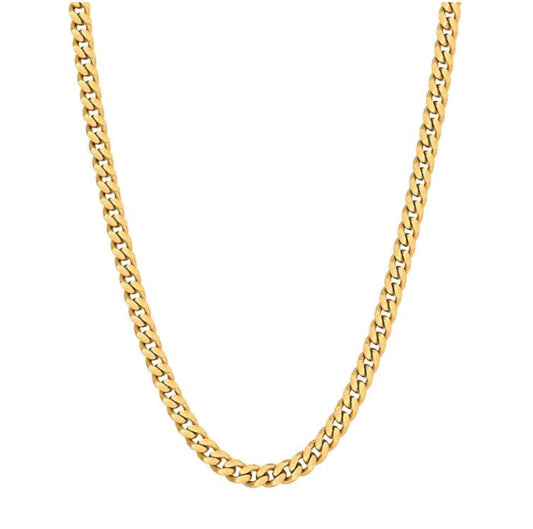 Stainless Gold Plated 5MM Cuban Link Varius Sizes ChainsDelicate jewelry will always have its place, but for a maximalist alternative, try a 5mm gold  Cuban Curb chain necklace. Layer up the look for extreme impact.





ChainsT.M.JTheodore Men's JewelryStainless Gold Plated