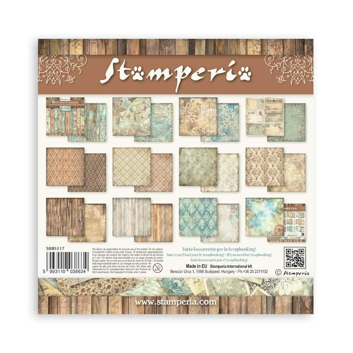 Stamperia - Backgrounds Double-Sided paper Pad 8"X8" - 10/Pkg - Alterego. Available at Embellish Away located in Bowmanville Ontario Canada.