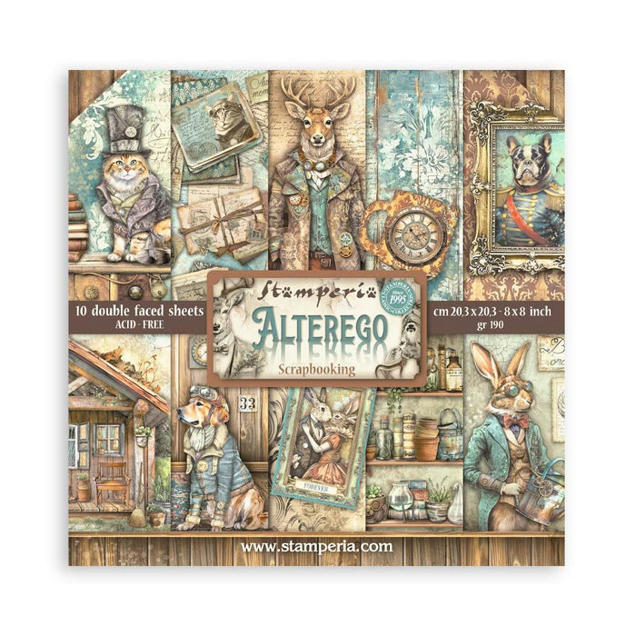 Stamperia - Double-Sided Paper Pad 8"X8" - 10/Pkg - Alterego. Create cards, scrapbooks, etc. Available at Embellish Away located in Bowmanville Ontario Canada.