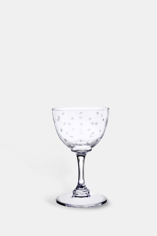 The Vintage List stars liqueur glass set with engraved star detailing.