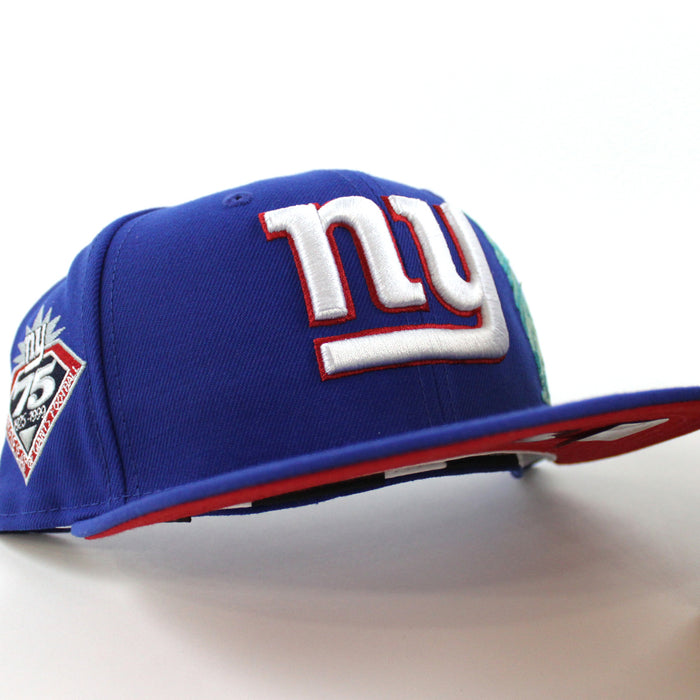 STATUE OF LIBERTY NEW YORK GIANTS 75TH ANNIVERSARY 59Fifty New Era Fitted Hat  (Blue Red Under Brim)