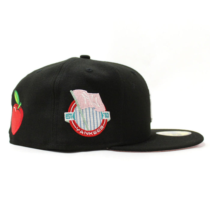 Statue of Liberty New York Yankees Team Flag Patch New Era 59Fifty Fitted Hat (BLACK Pink Under Brim)