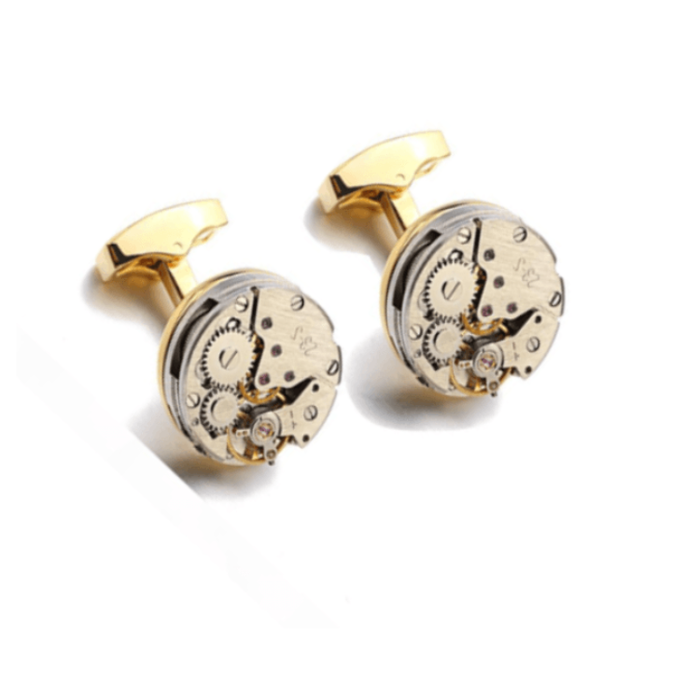 Steampunk Gold Colour Gear Watch Mechanism CufflinksSteampunk Gold Colour Gear Watch Mechanism Cufflinks
These smart, immovable Gold Colour Steampunk Gear Watch Mechanism cufflinks are a true conversation starter. FeaWatch Movement Silver CufflinksT.M.JTheodore Men's JewelrySteampunk Gold Colour Gear Watch Mechanism