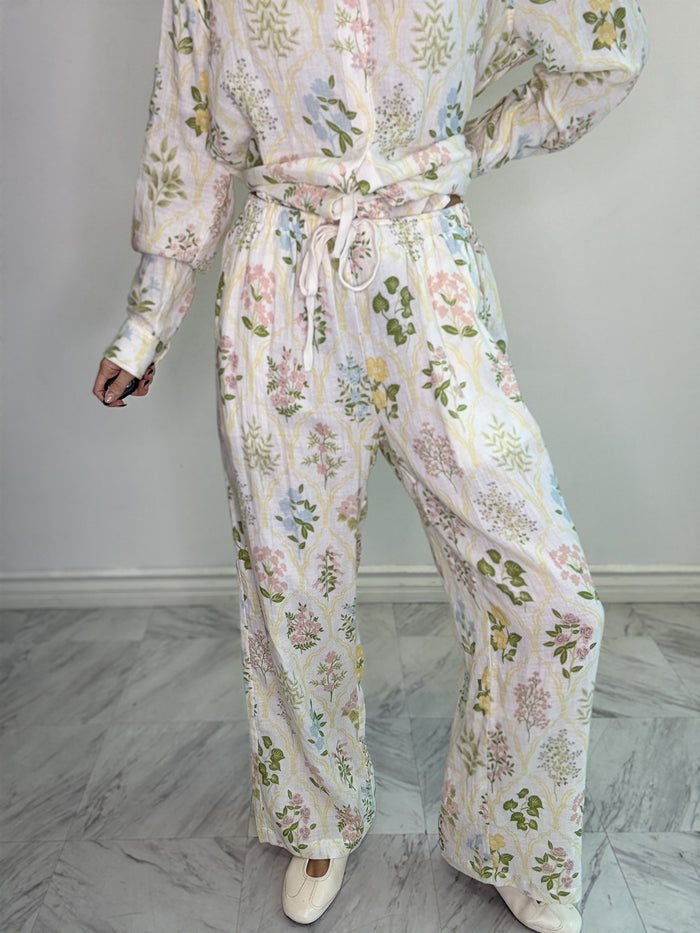 Stitch & Co Pastel Floral Wide Leg Pants