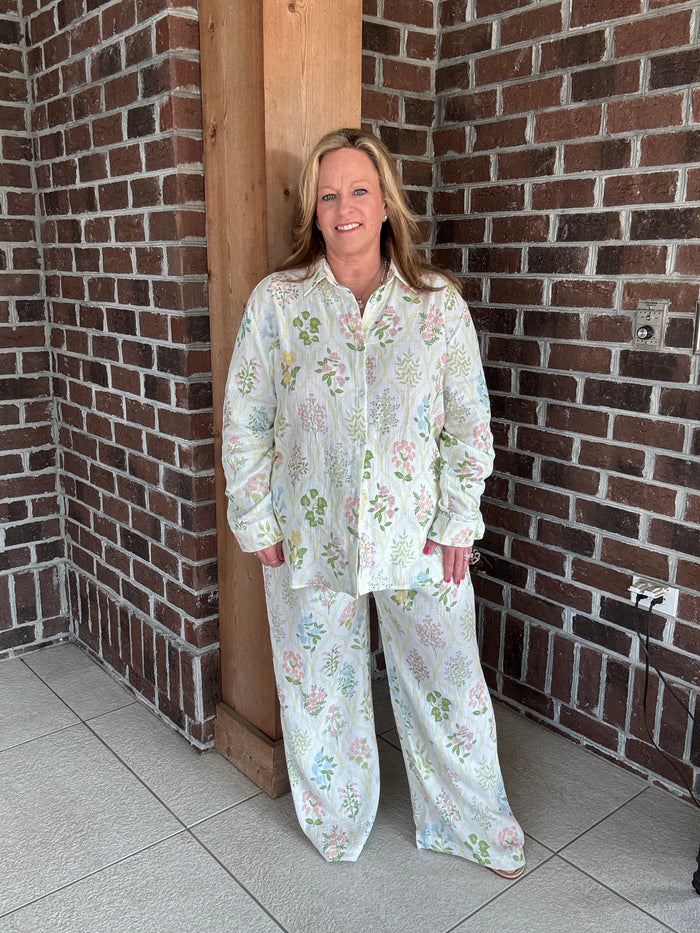 Stitch & Co Pastel Floral Wide Leg Pants