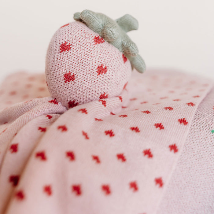Strawberry - Organic Baby Lovey Security Blanket Cuddle Cloth