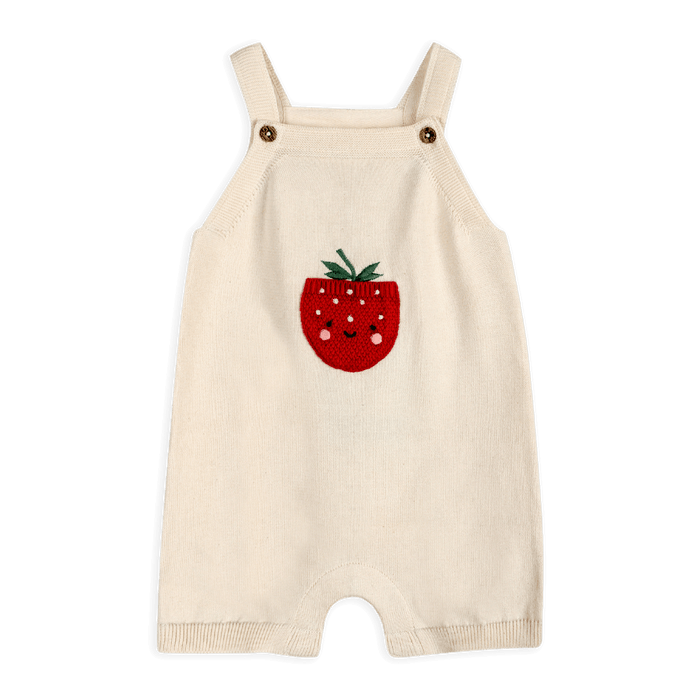 Strawberry Pocket Baby Knit Shortall Set - Organic Cotton