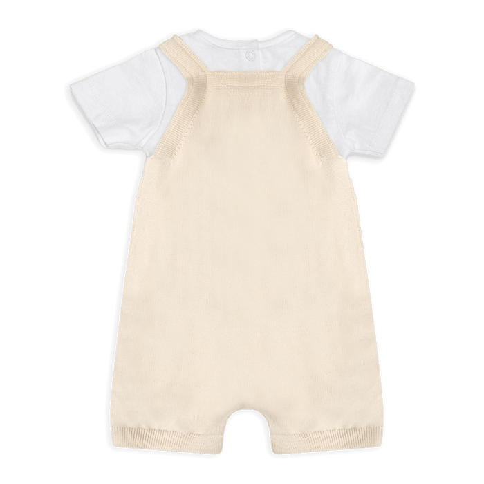 Back of Strawberry Pocket Baby Knit Shortall Set - Organic Cotton