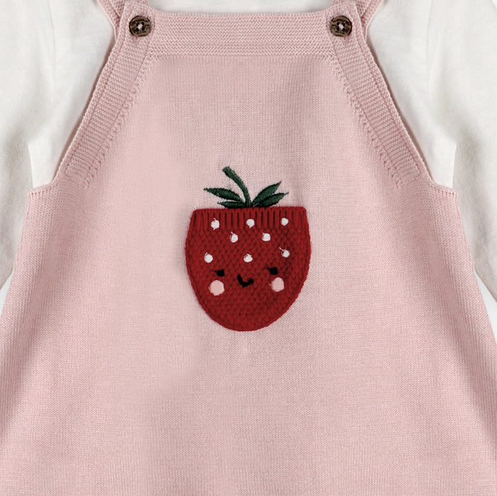 Strawberry Pocket Baby Knit Tunic Dress Set Detail (Organic Cotton)