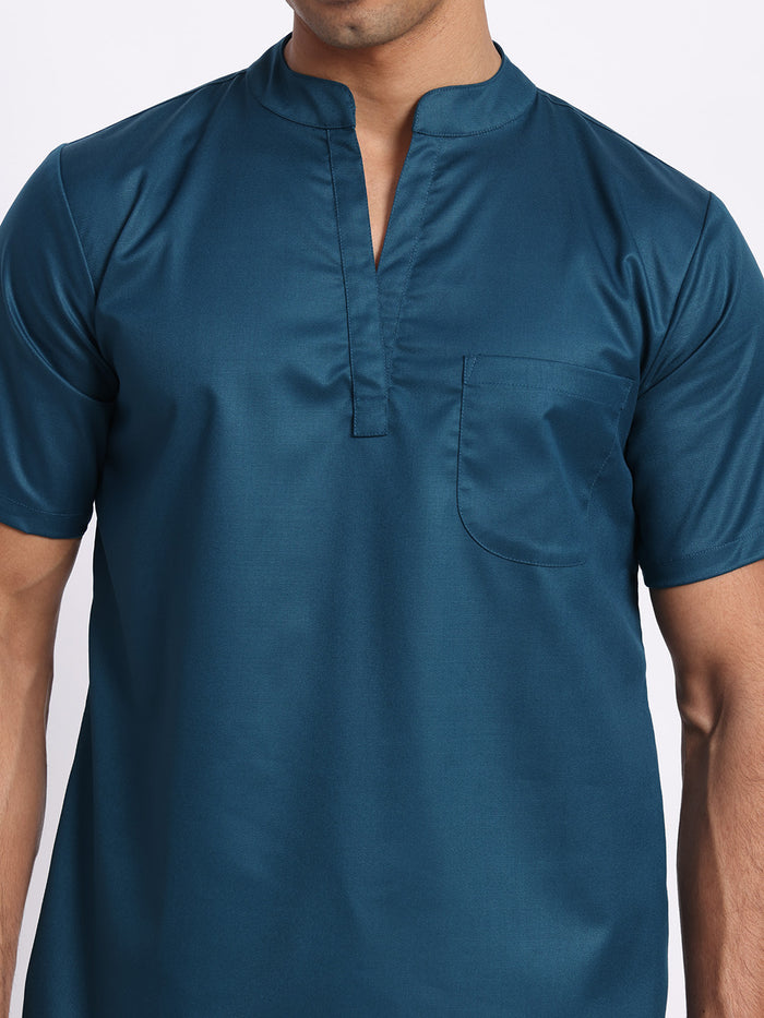Stretchable (2Way) Men Forest Green Mandarin Neck Scrub Top