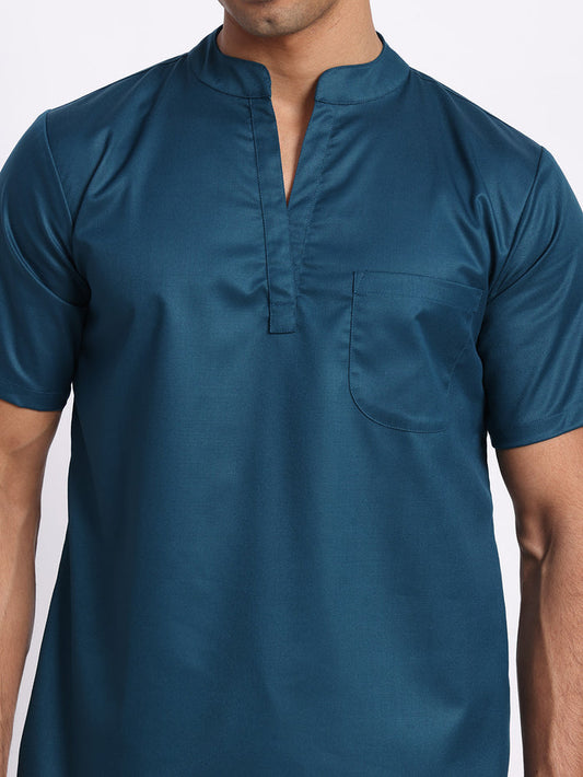 Stretchable (2Way) Men Forest Green Mandarin Neck Scrub Top