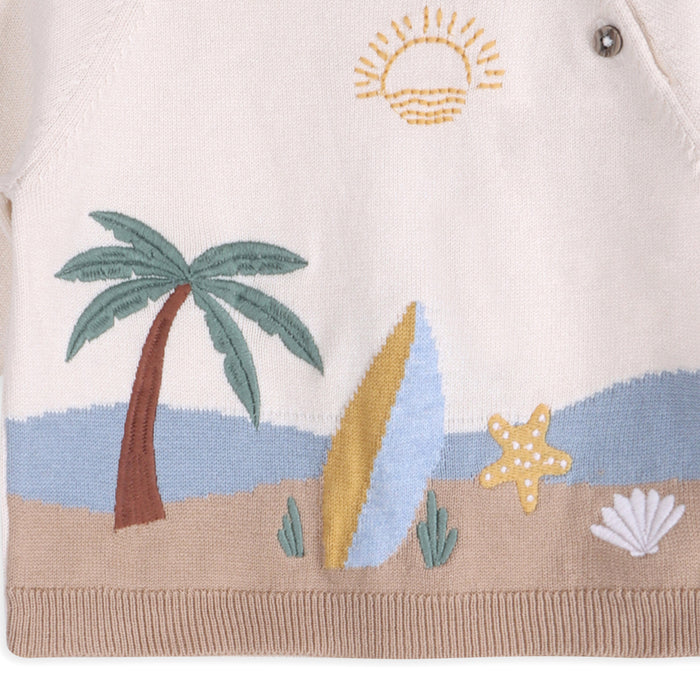 Surf Embroidered Baby Knit Pullover Detail (Organic Cotton)
