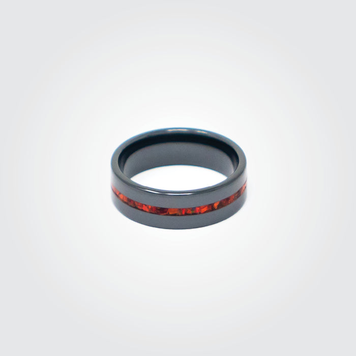 T2T Thin RED Line Ring – (8mm Black Ceramic) - SEE SIZING NOTE