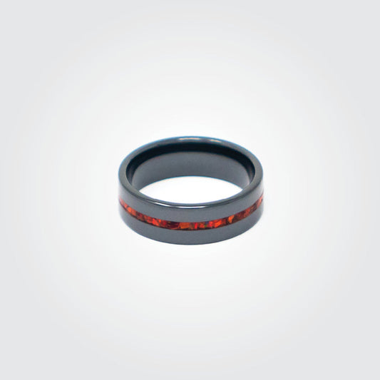 T2T Thin RED Line Ring – (8mm Black Ceramic) - SEE SIZING NOTE