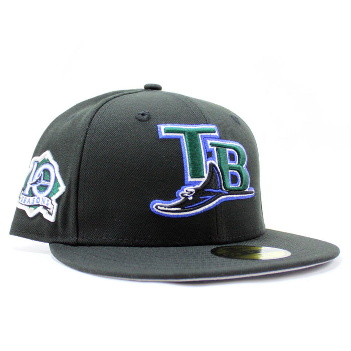Tampa Bay Devil Rays 10th Season New Era 59Fifty Fitted Hat (Black Grey Under Brim)