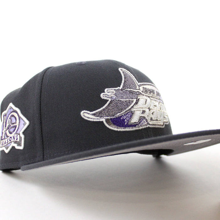 Tampa Bay Devil Rays 10th Season New Era 59Fifty Fitted Hat (GITD Dark Graphite Gray Under Brim)
