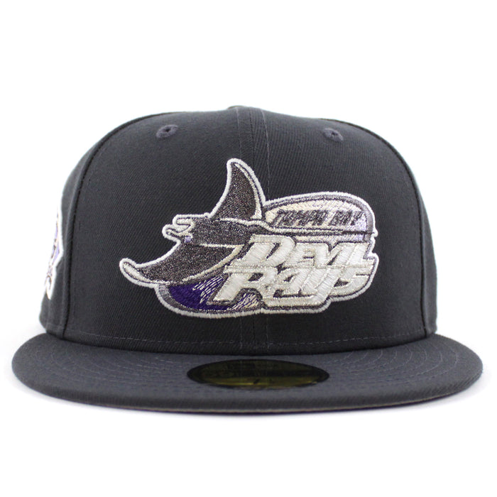 Tampa Bay Devil Rays 10th Season New Era 59Fifty Fitted Hat (GITD Dark Graphite Gray Under Brim)