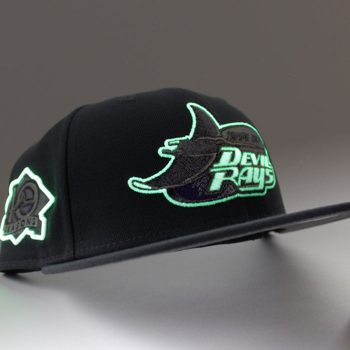 Tampa Bay Devil Rays 10th Season New Era 59Fifty Fitted Hat (GITD Dark Graphite Gray Under Brim)