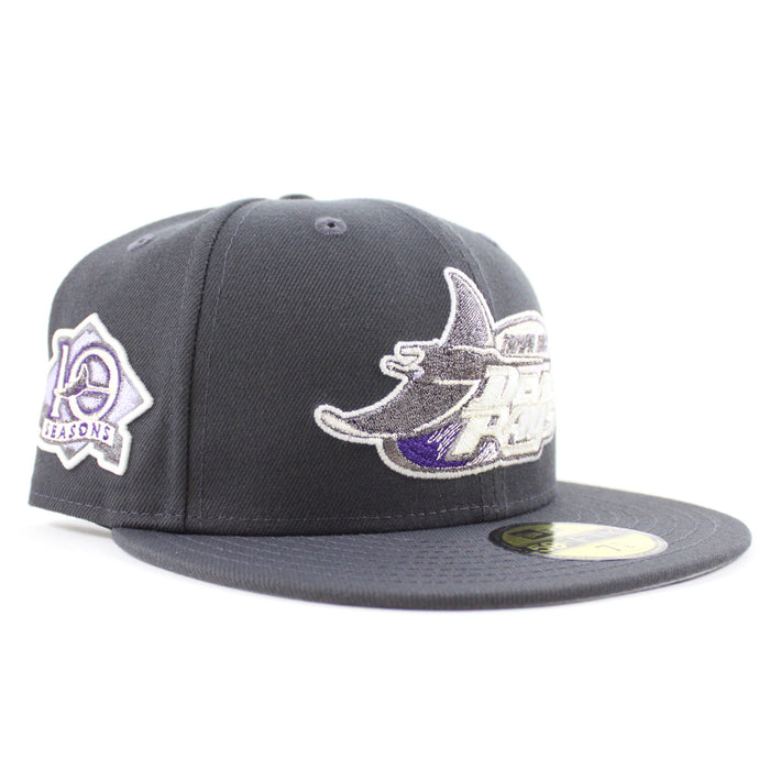 Tampa Bay Devil Rays 10th Season New Era 59Fifty Fitted Hat (GITD Dark Graphite Gray Under Brim)