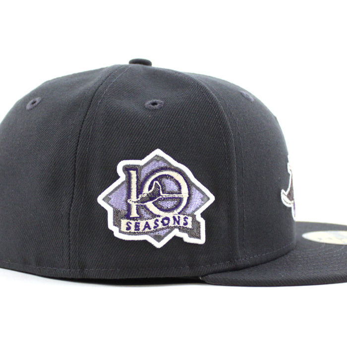 Tampa Bay Devil Rays 10th Season New Era 59Fifty Fitted Hat (GITD Dark Graphite Gray Under Brim)