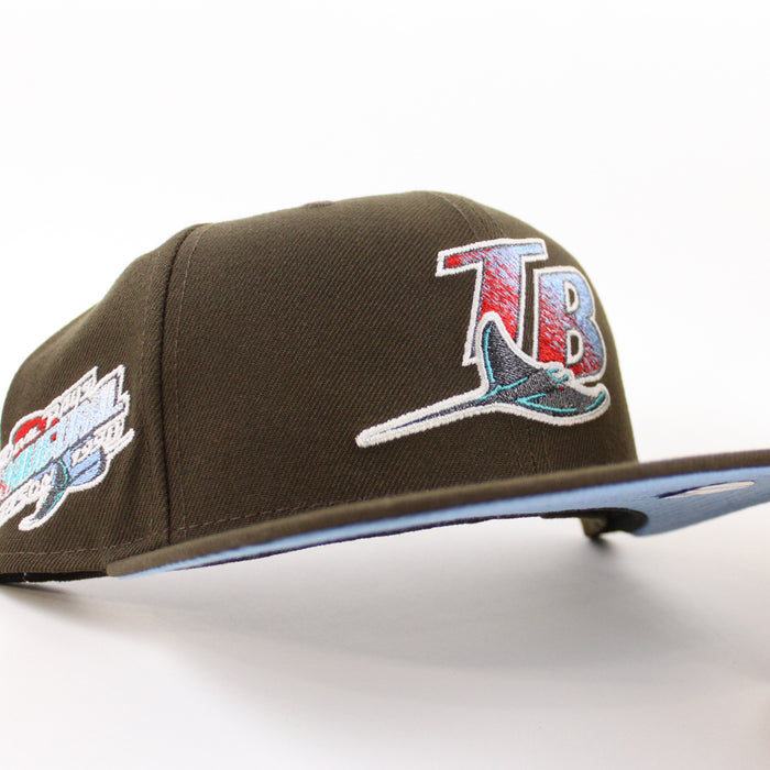 Tampa Bay Devil Rays 1998 Inaugural Season New Era 59Fifty Fitted Hat (GITD Walnut Sky Blue Under Brim)
