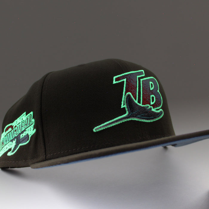 Tampa Bay Devil Rays 1998 Inaugural Season New Era 59Fifty Fitted Hat (GITD Walnut Sky Blue Under Brim)