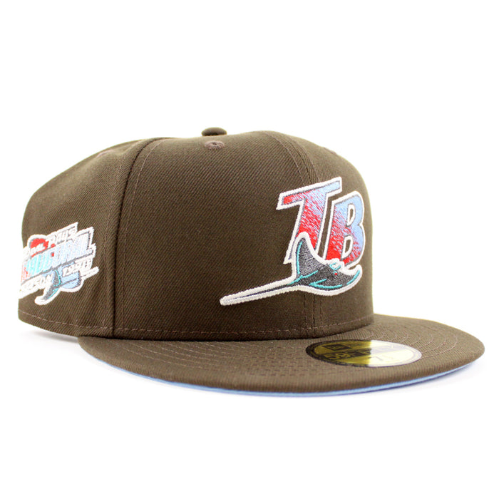 Tampa Bay Devil Rays 1998 Inaugural Season New Era 59Fifty Fitted Hat (GITD Walnut Sky Blue Under Brim)