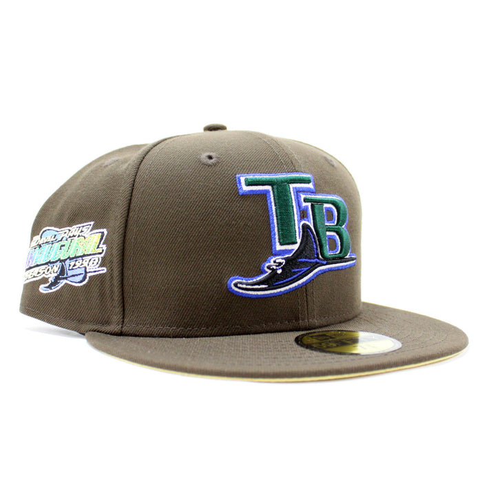 Tampa Bay Devil Rays 1998 Inaugural Season New Era 59Fifty Fitted Hat (Walnut Soft Yellow Under Brim)