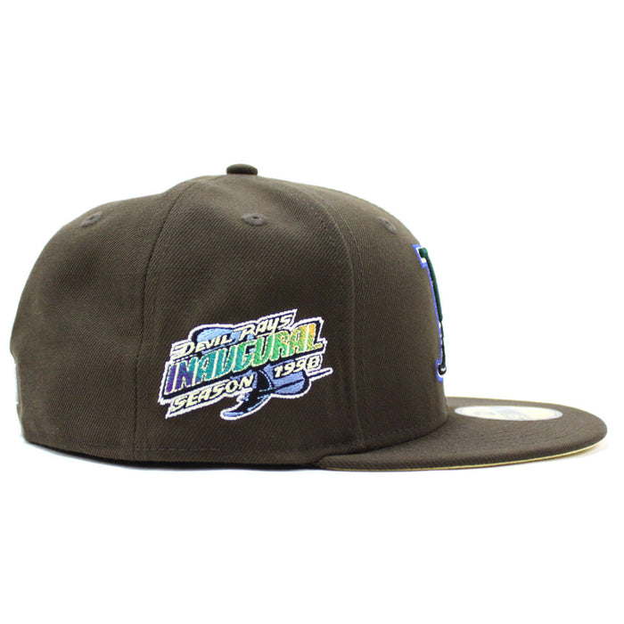 Tampa Bay Devil Rays 1998 Inaugural Season New Era 59Fifty Fitted Hat (Walnut Soft Yellow Under Brim)