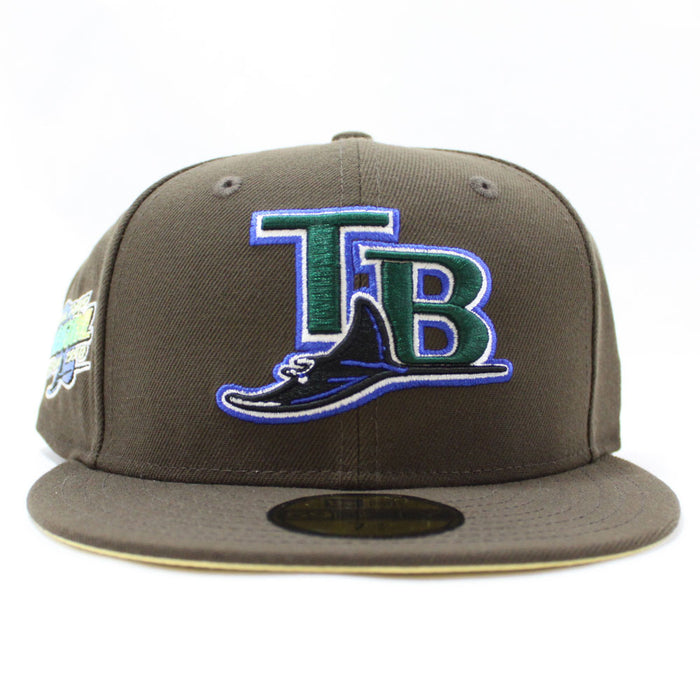 Tampa Bay Devil Rays 1998 Inaugural Season New Era 59Fifty Fitted Hat (Walnut Soft Yellow Under Brim)