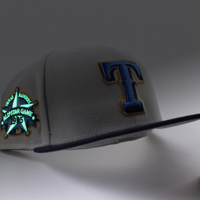 Texas Rangers 1995 All Star Game New Era 59Fifty Fitted Hat (Stone Navy Gray Under Brim)
