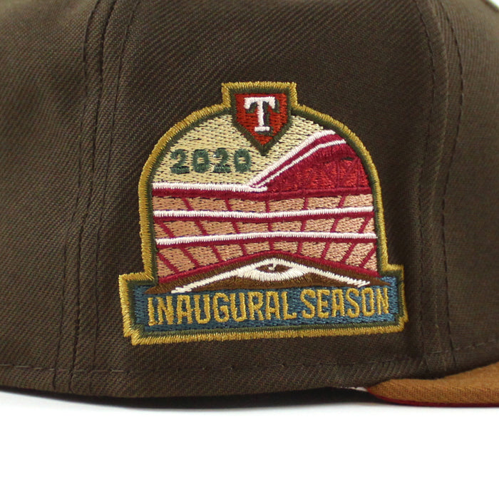 Texas Rangers 2020 INAUGURAL SEASON New Era 59Fifty Fitted Hat (BROWN PEANUT PINOT RED Under Brim)