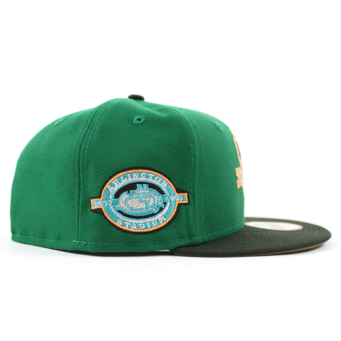 Texas Rangers ARLINGTON STADIUM New Era 59Fifty Fitted Hat (Kelly Green Seaweed Khaki UnderBrim)