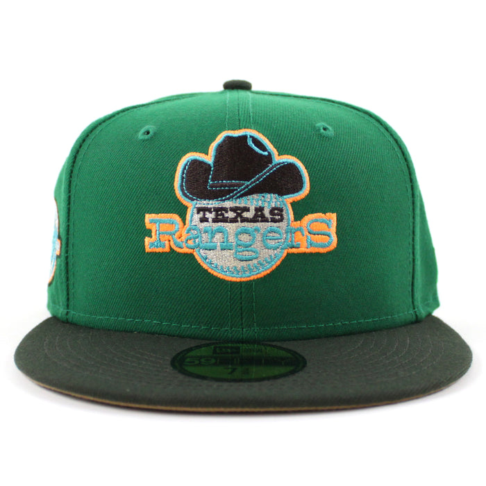 Texas Rangers ARLINGTON STADIUM New Era 59Fifty Fitted Hat (Kelly Green Seaweed Khaki UnderBrim)