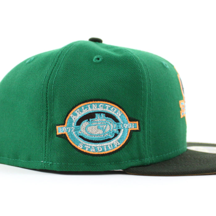 Texas Rangers ARLINGTON STADIUM New Era 59Fifty Fitted Hat (Kelly Green Seaweed Khaki UnderBrim)